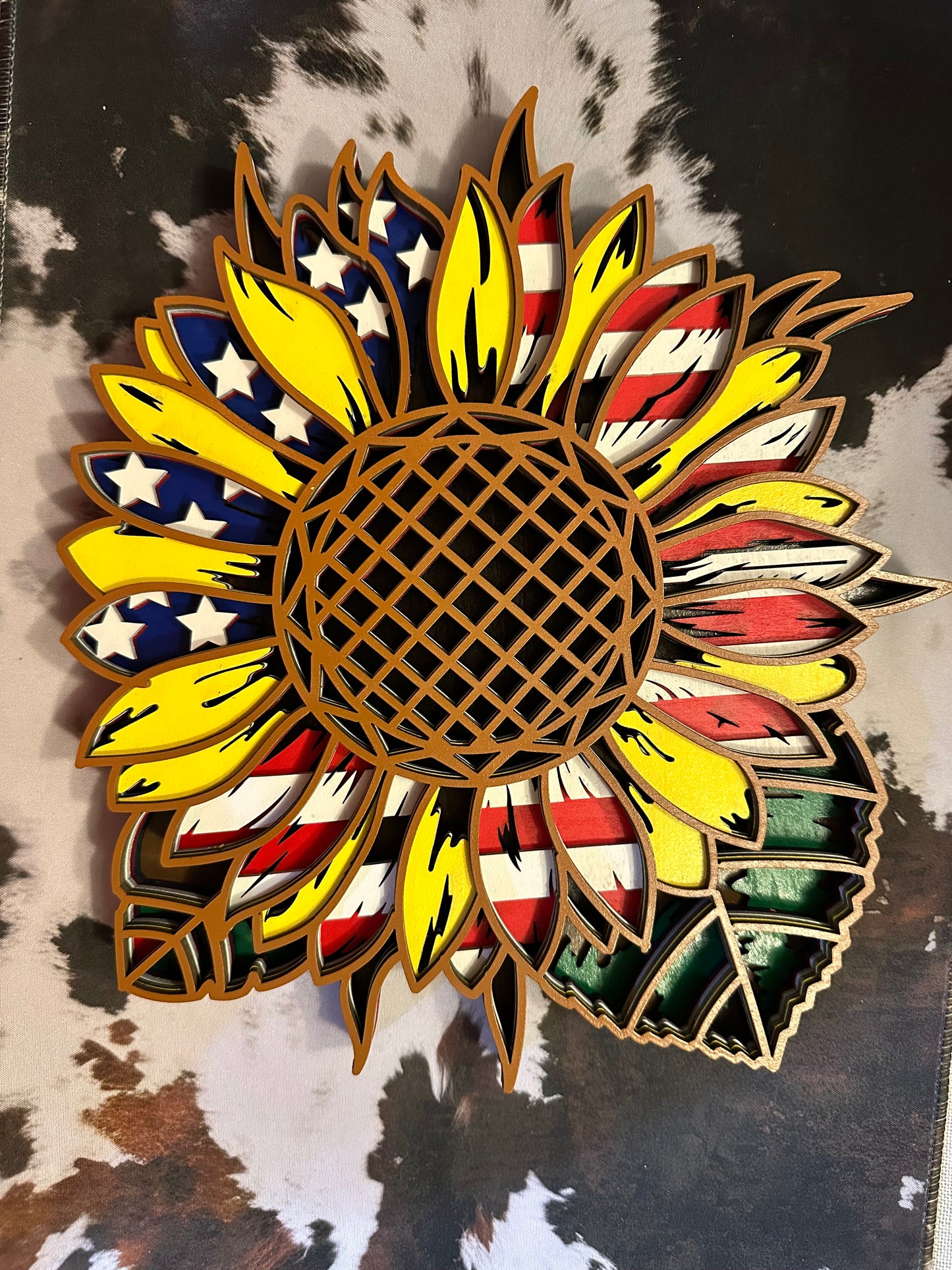 3D American Flag Sunflower