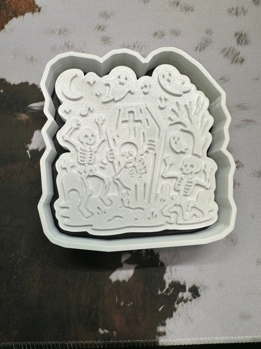 Dancing skeleton gravesite